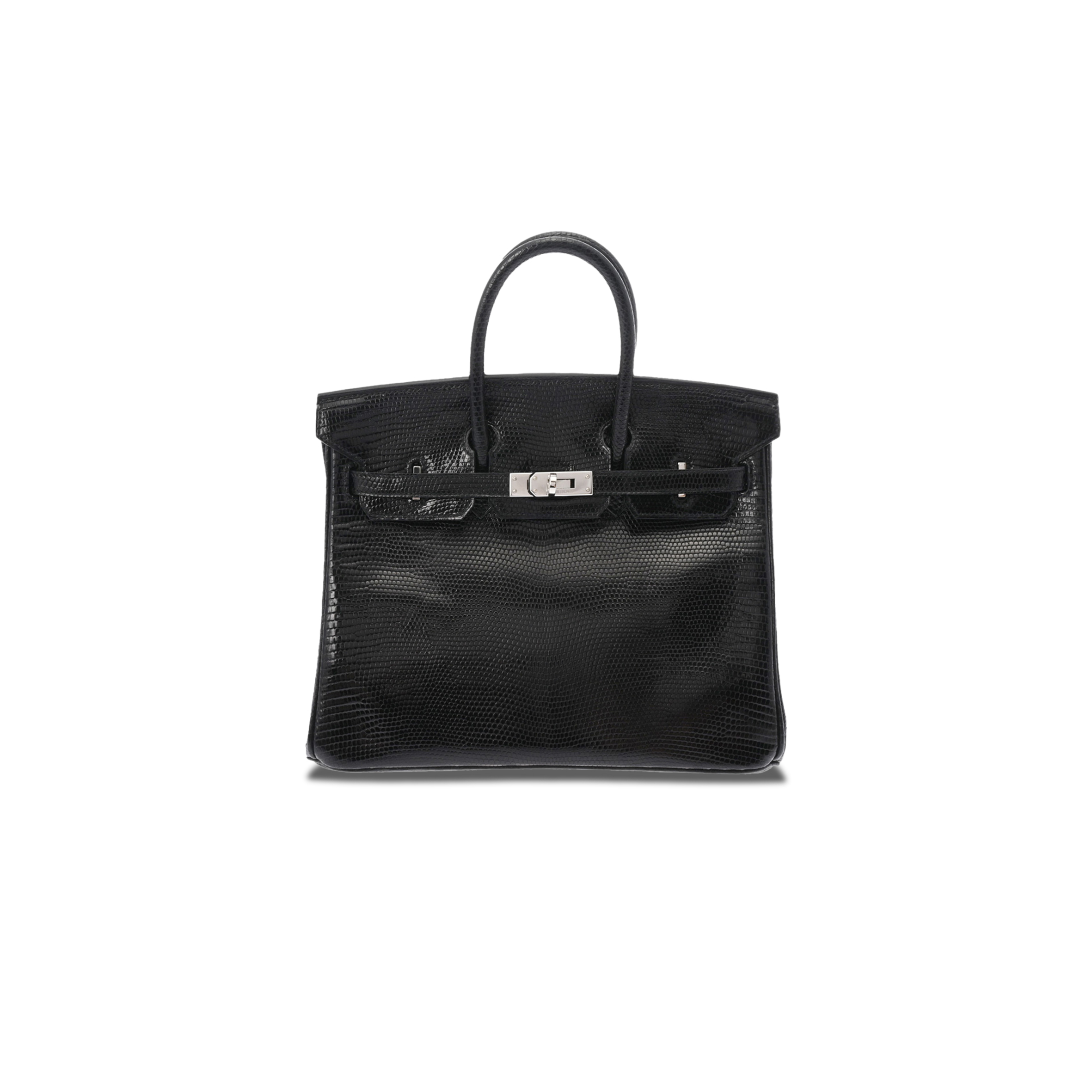 H**mes master birkin 25 lizard skin black silver buckle bag 623541 (25*18*13cm)